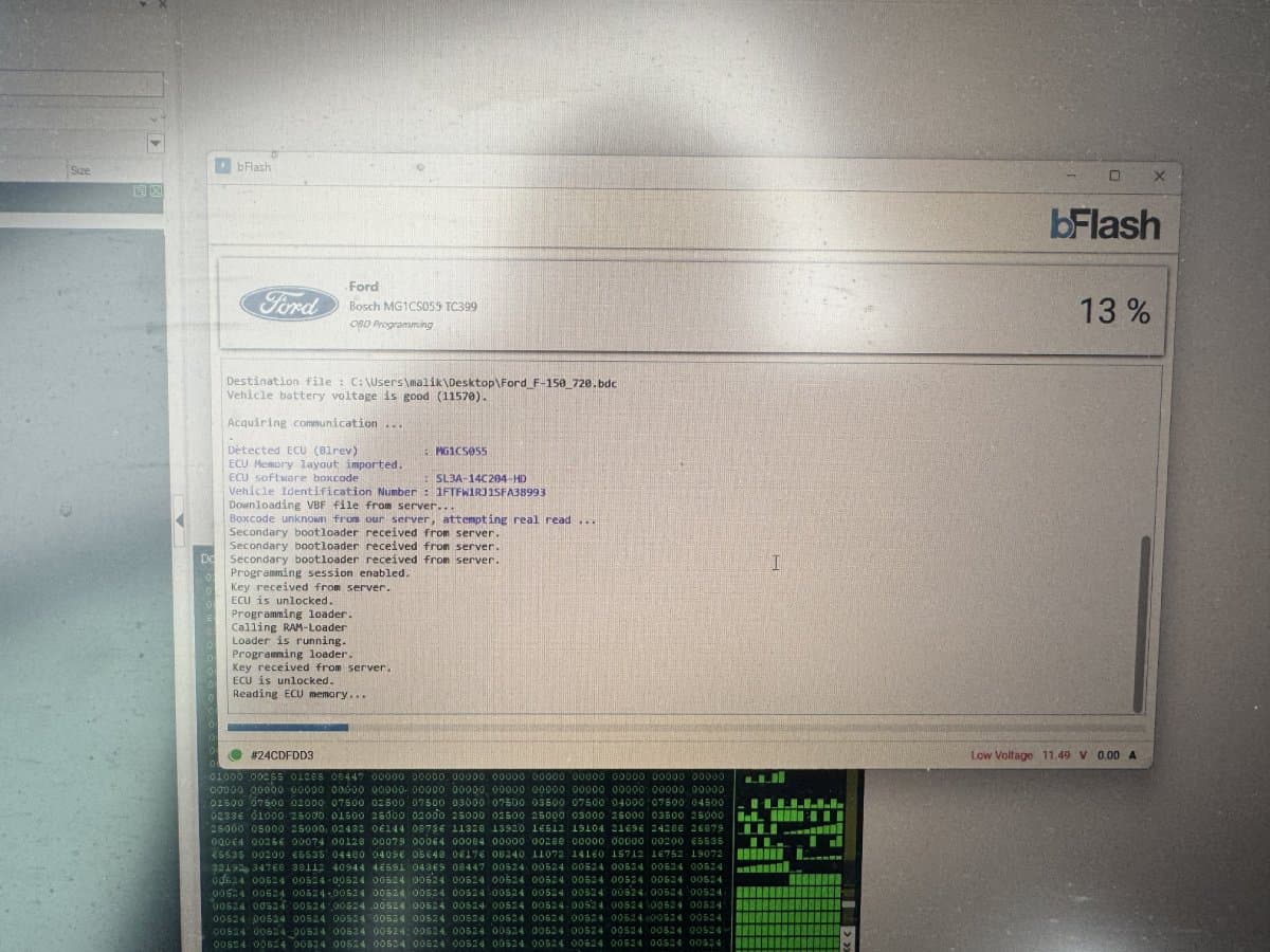 Lecture et écriture calculateur Bosch MG1CS055 - Ford Raptor